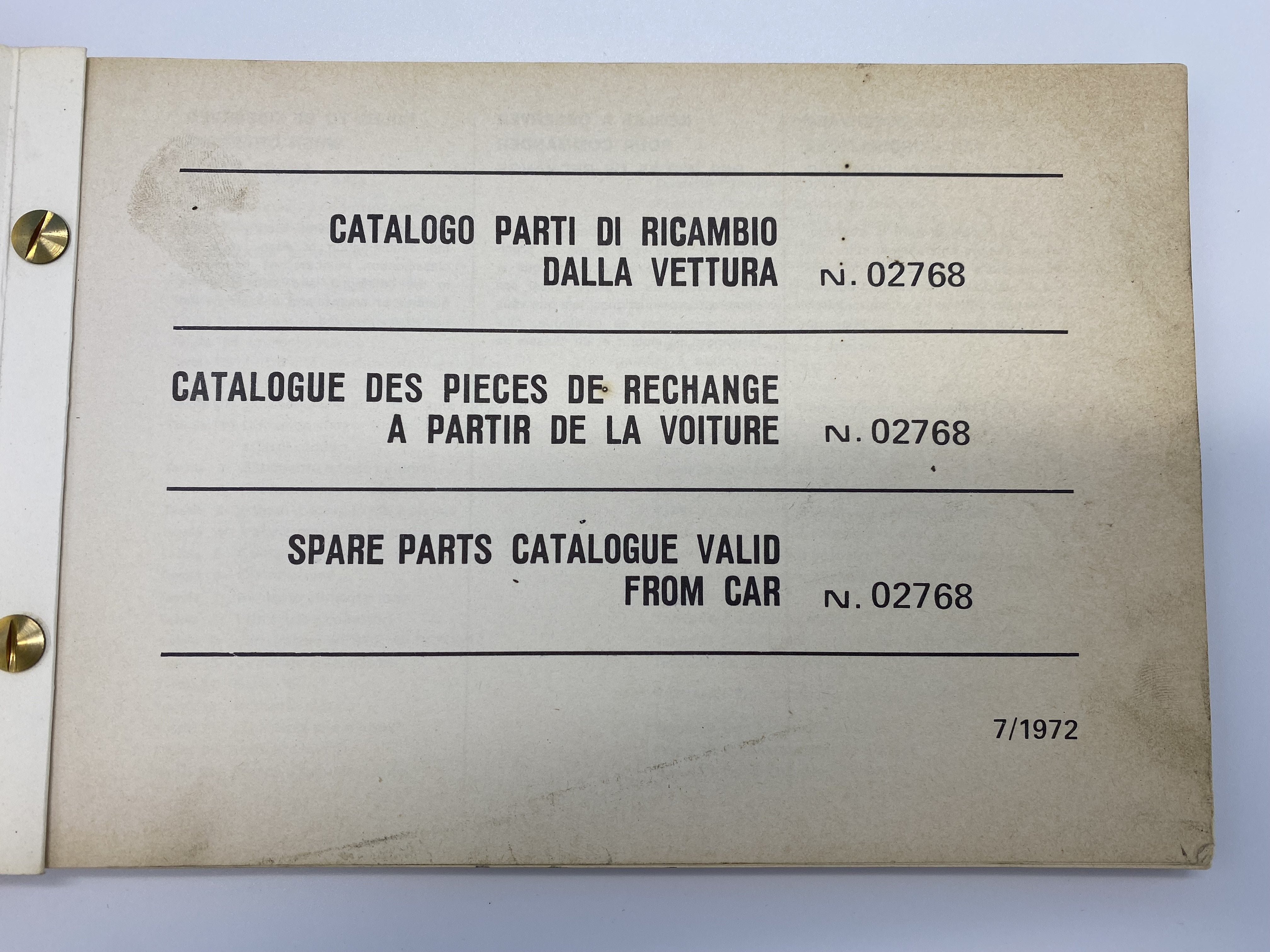 Ferrari Dino 246 GT Spare Parts Catalogue - 68/72