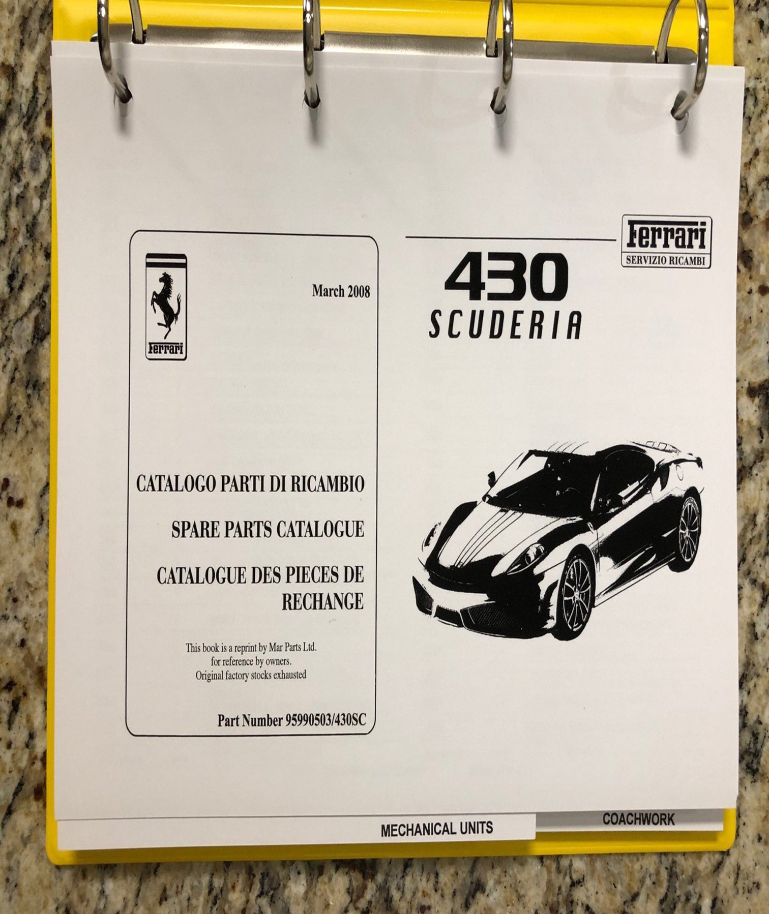 Ferrari 430 Scuderia Spare Parts Catalogue 2008
