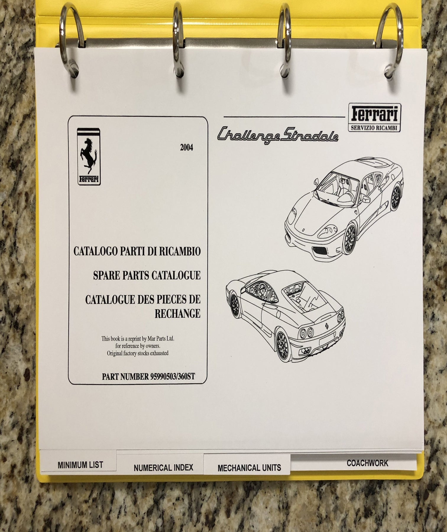 Ferrari 360 Challenge Stradale Spare Parts Catalogue 2004