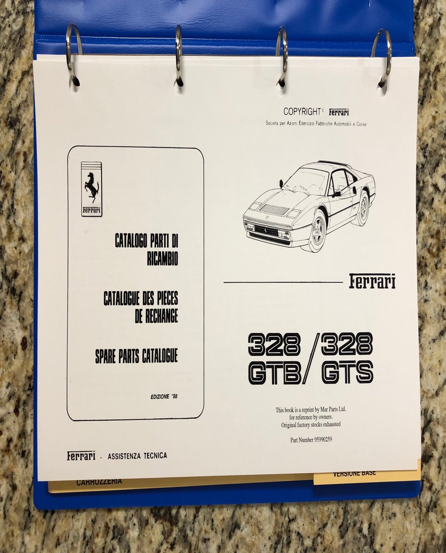 Ferrari 328 GTB/GTS Spare Parts Catalogue 1988