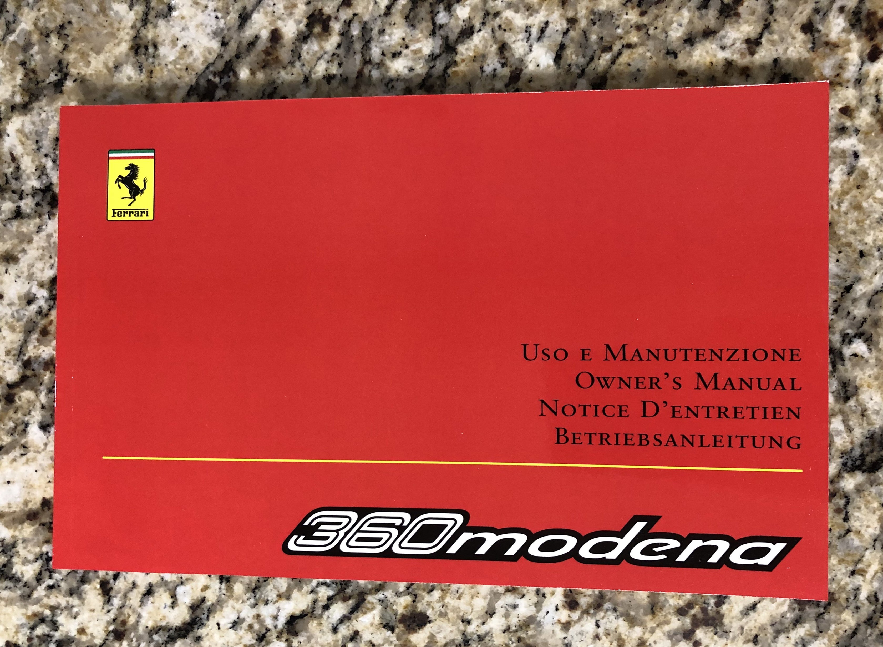 Ferrari 360 Modena Owners Manual 2002 - 1770/02